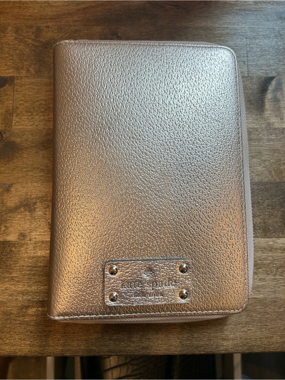 kate spade leather metallic gold zip around agenda (I think Wellesley style)